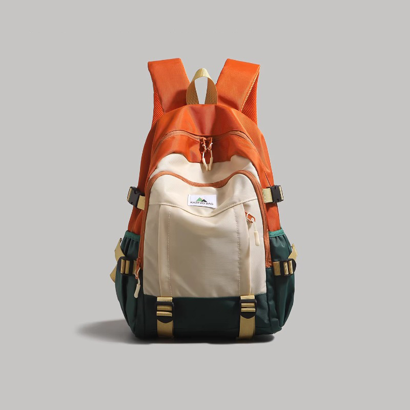 Unisex Color Block Nylon Backpack, Lightweight Large Capacity Outdoor Hiking Rucksack, Casual Daypack For College Students Sports Camping, For Teenager
