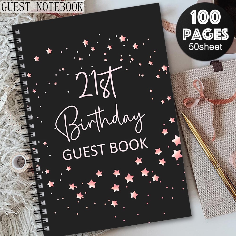 TEMU 1pc Aesthetic Birthday Party Spiral Guestbook Notebook, Perfect Birthday Gift, Notebook Wishes For Friend Guestbook, Birthday Party Party