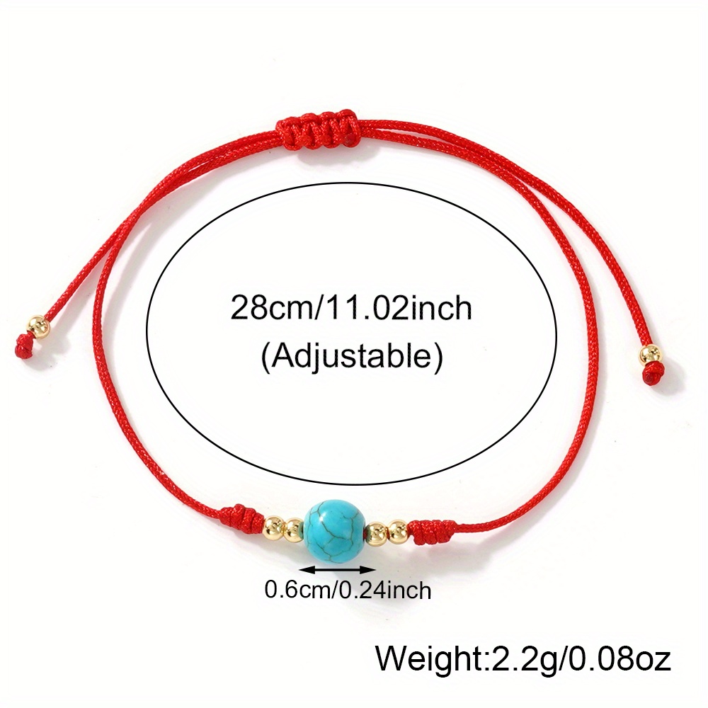Boho Style Semi-Synthetic Gemstone Red Cord Bracelet