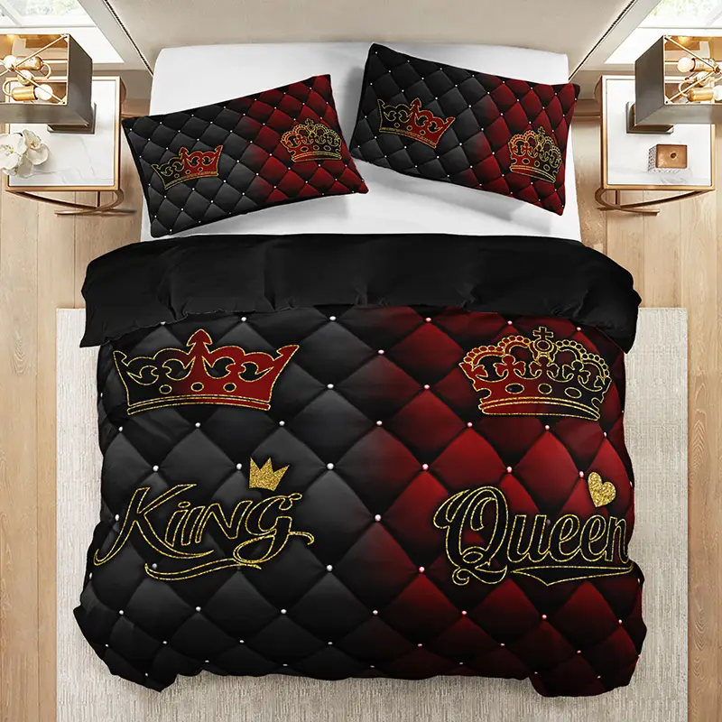 2 3pcs luxury dark red bedding set 1 fitted sheet 1 2 pillowcases excluding pillows high definition print for home dorm use Product details 4