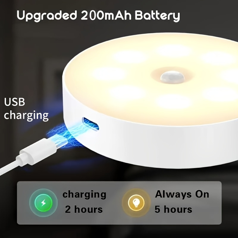 1/2/3 Piezas Luz Nocturna LED Recargable USB, Sensor de Movimiento, Iluminación Suave, Luces con Montaje Magnético, Tono Cálido y Blanco, Superficie Pulida, Ideal para Salón, Dormitorio, Armario, Pasillo, Zapatero e iluminación nocturna, Batería