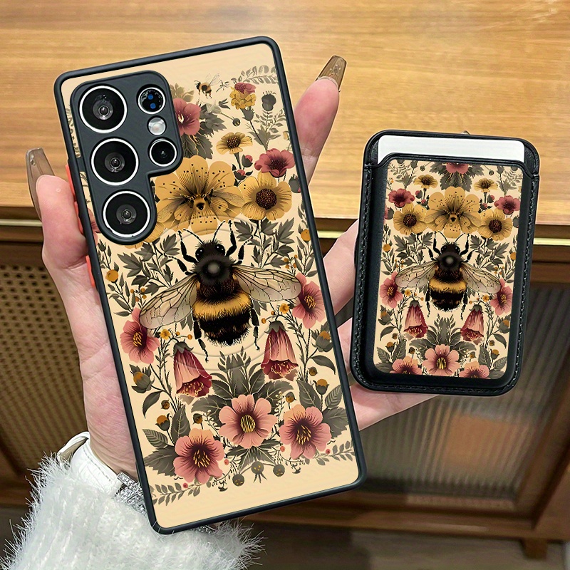 TEMU A Two-piece Set Featuring A Creative Phone Case With A Bee And , Along With A Stylish Artificial Leather Magnetic . This Multifunctional Wallet