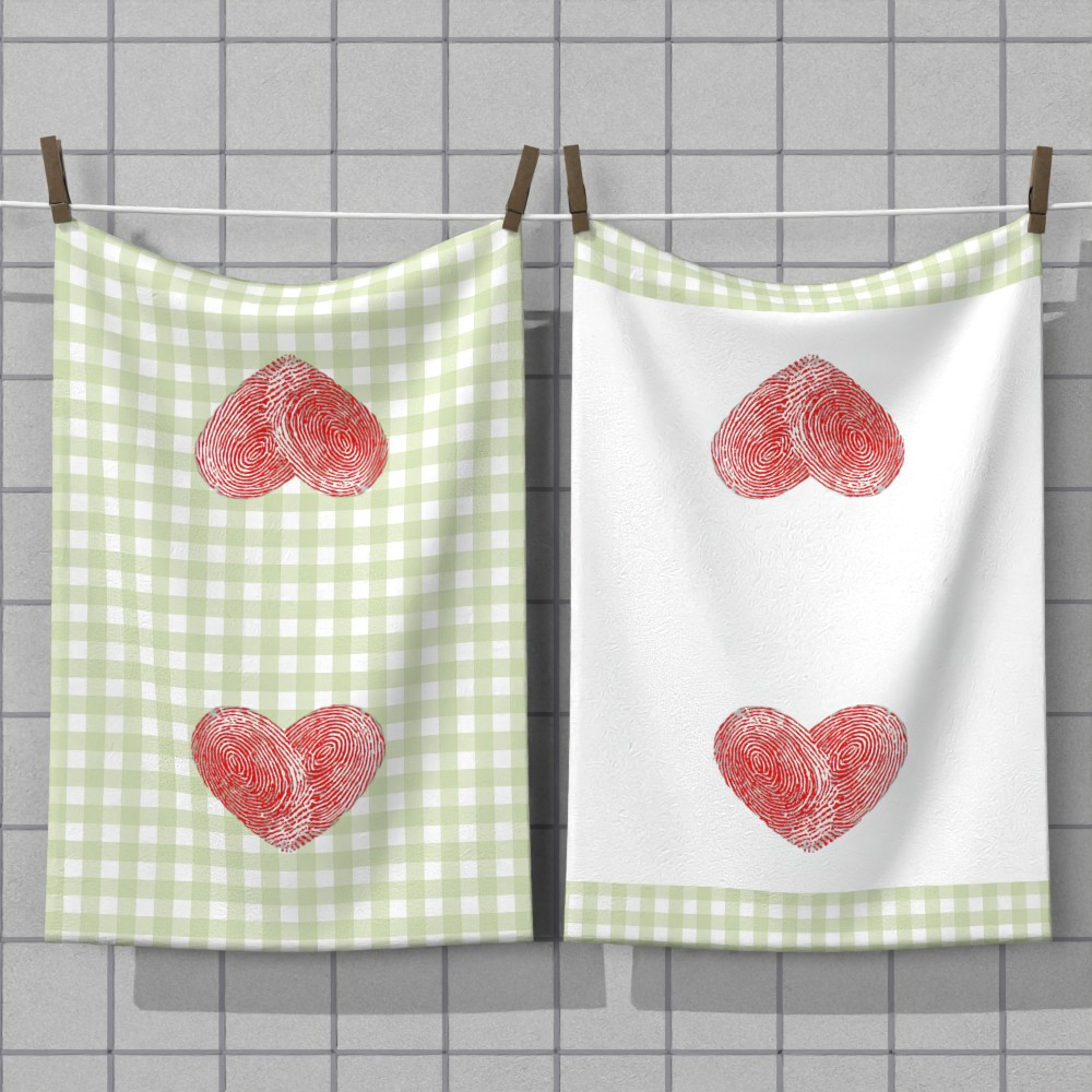 2-pack valentine s day heart print tea towels, 45.72x66.04 cm, super soft polyester,   theme, machine washable, long-lasting vibrant colors, ideal for gifting & outdoor activities details 3