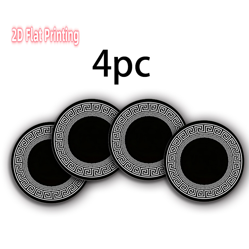 TEMU 4/6pcs Napperons Ronds, Géométrique Cadre Circulaire Impression Plate 2D, Vaisselle Décorative Durable en Fibre de Polyester pour Réceptions &