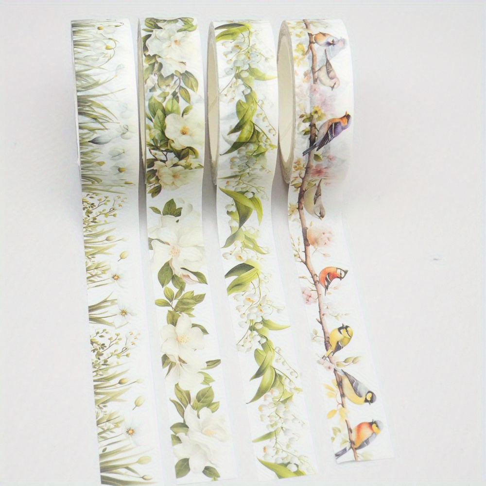 E-shop 4 Rollen Grüne Blumen-Clipart, Blumenrand, Wildblumen-Clipart, Wildblumen-Rahmen, Scrapbooking, geeignet für DIY-Bastelarbeiten,