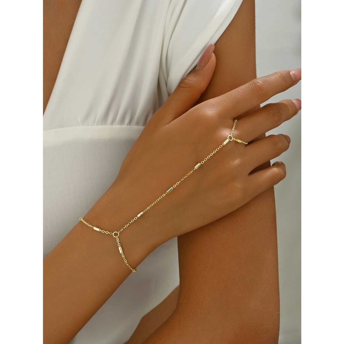 1pc Fashionable Versatile Easy Casual Thin Chain Link Bracelet Suitable For Women' Vacation Wear