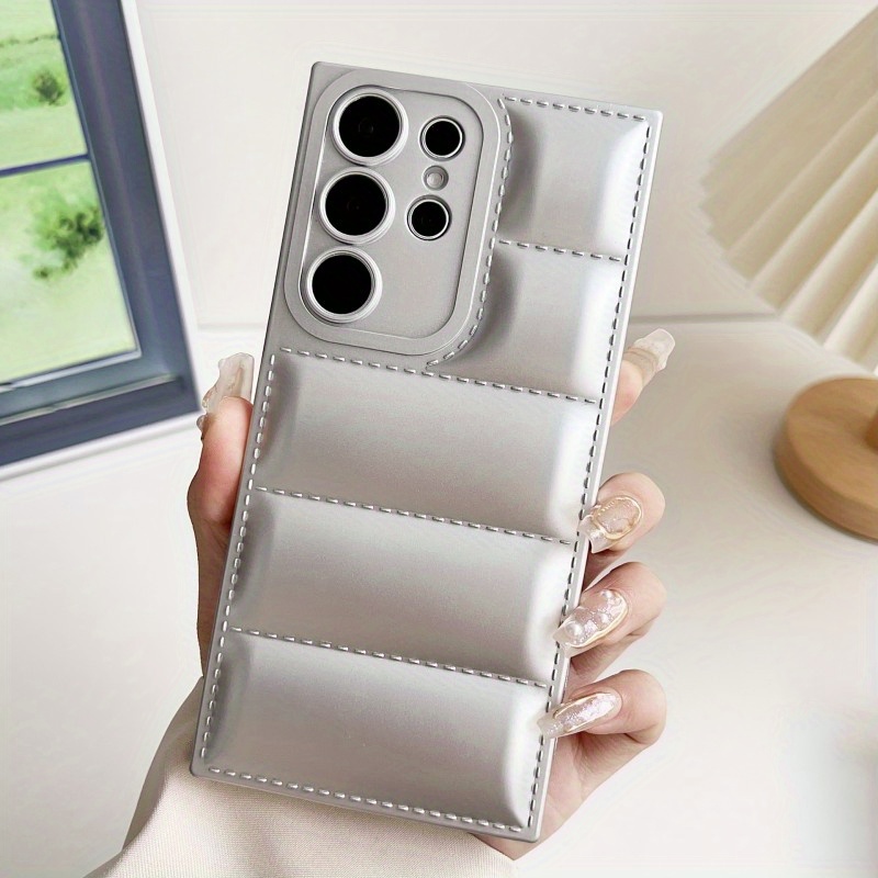 TEMU Stress-relief Down Jacket Phone Case For Galaxy S21/s22/s23/s24/s25 Fe Edge - Full Coverage Anti-drop Soft Protective Shell