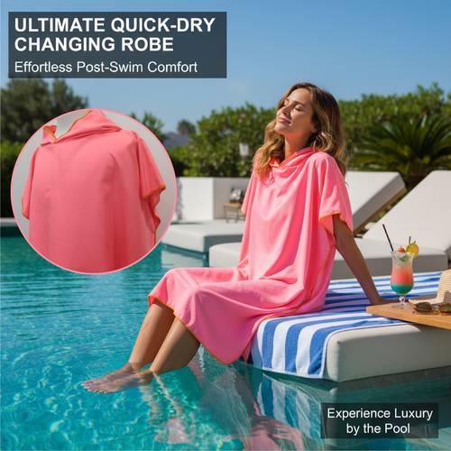 unisex ultra thin fiber quick dry beach poncho portable lightweight soft carry on bathroom bathrobe surfing swimming beach changing pcho fits all machine washable beach accessories
