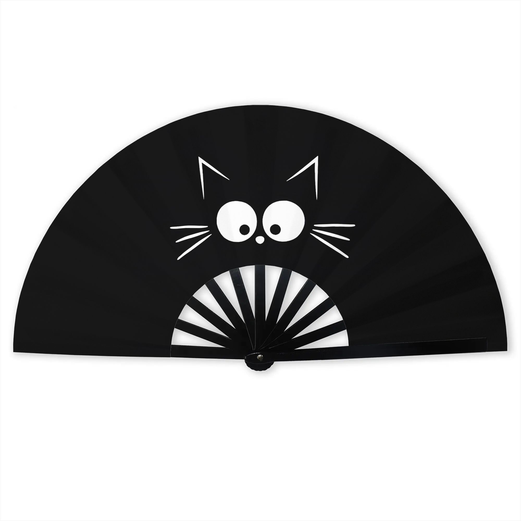 TEMU 【商品名】かわいい黒猫の折りたたみ扇子。便利で持ち運びやすく、電池不要
