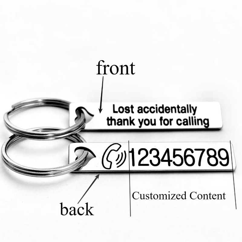 

2pcs/4pcs Porte-clés Gravé Personnalisé, avec Personnalisé avec Numéro de Téléphone, Informations Anti-Perte ou Message Personnalisé, Porte-clés