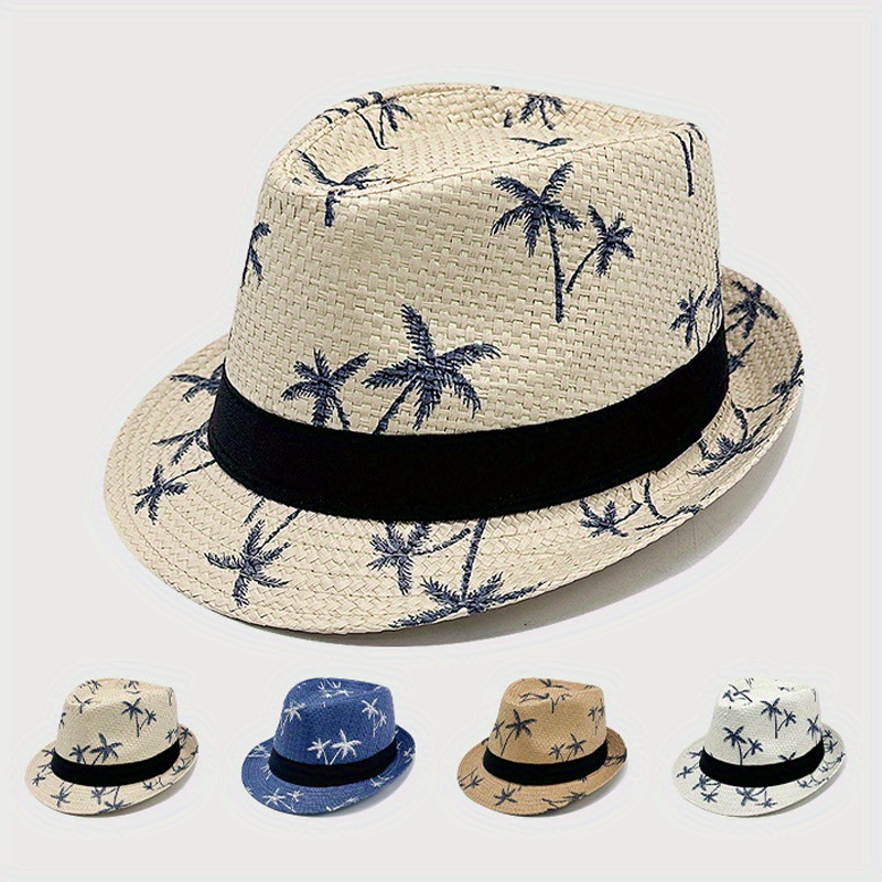   summer casual unisex beach trilby large brim jazz sun hat panama hat paper straw women men cap with black ribbon
