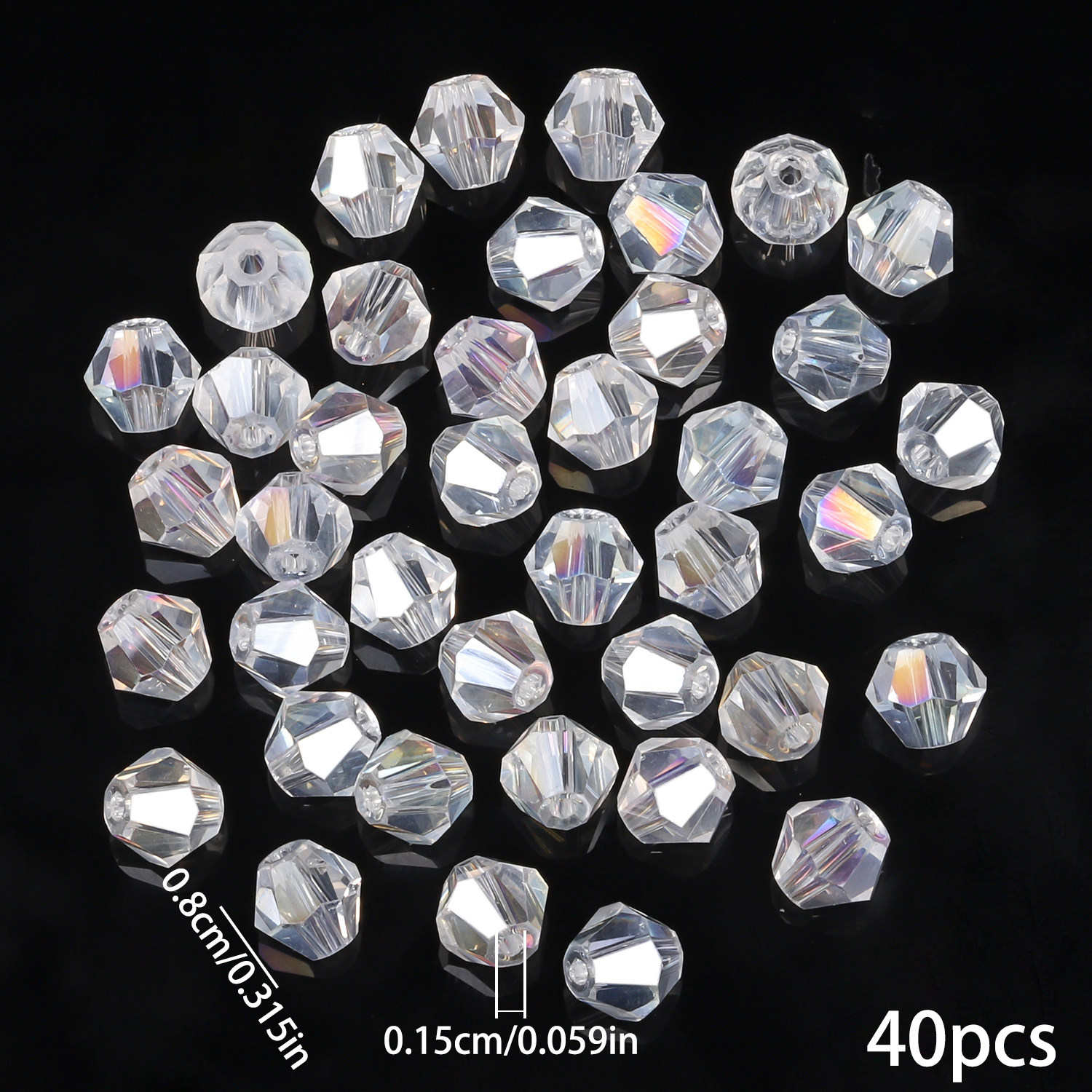 TEMU Ab Transparent Glass Beads In Sizes 4, 6, And 8mm For Crafting Your Own Jewelry - Perfect For Bracelets And Necklaces For Festival And