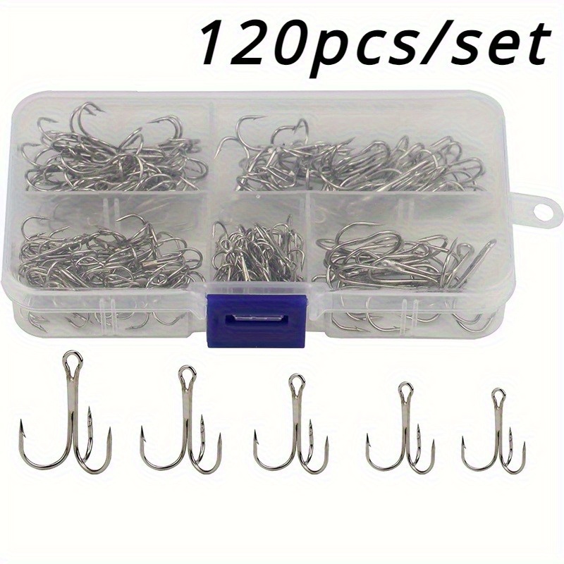 TEMU Avlcoaky 120pcs/ Set Treble Hooks Kit, Triple Fishing Hooks
