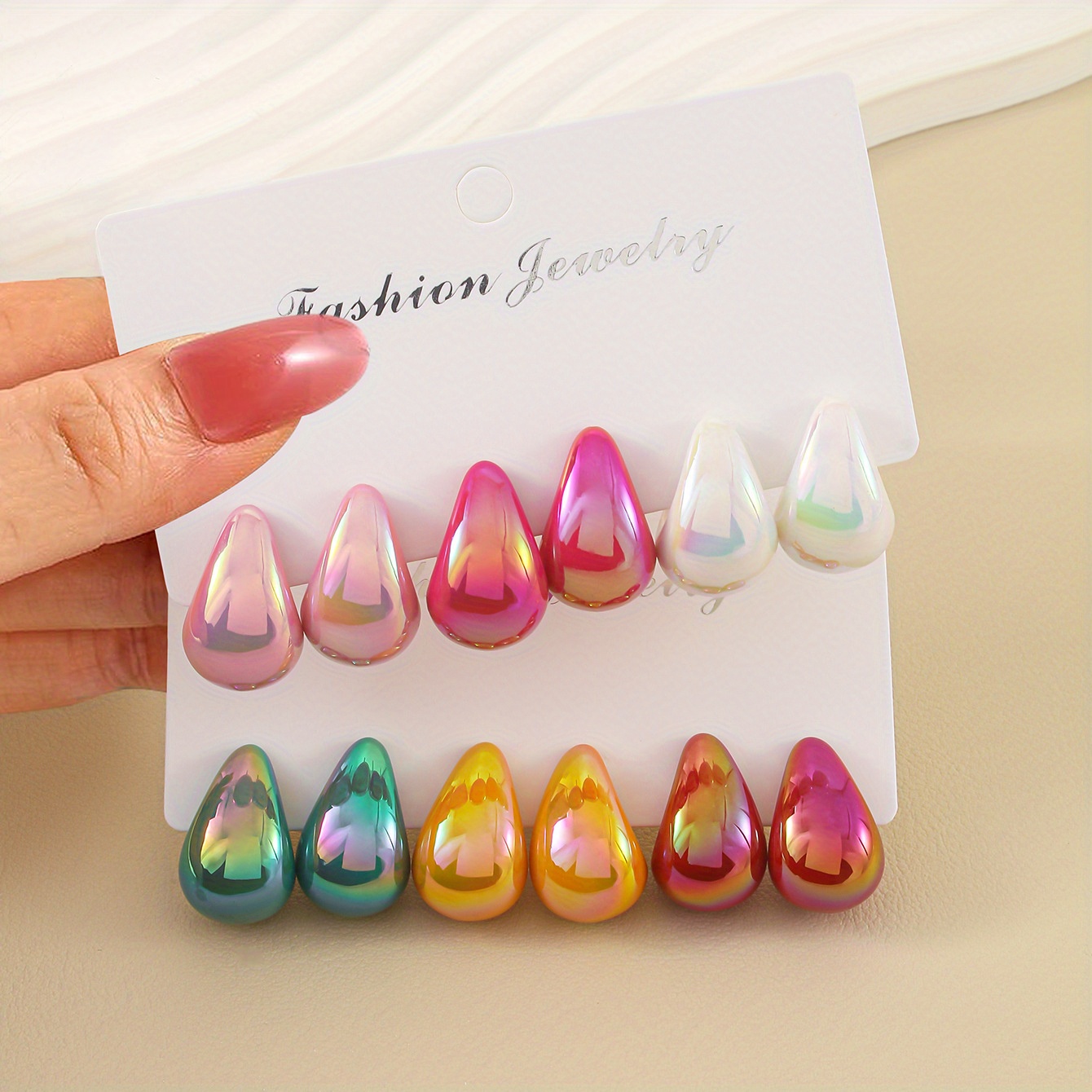 TEMU 12pcs Set Of Trendy Cross-border Dopamine Style Teardrop Earrings In Pastel Colors, Cute Additions
