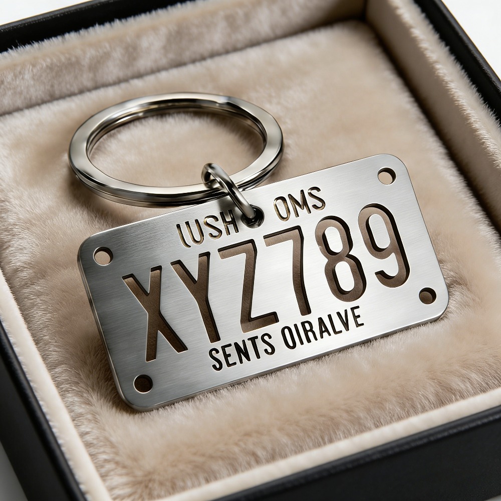 TEMU 1 Llavero Personalizado de Acero Inoxidable - Diseño de Matrícula Personalizada (/Números/), Llavero Resistente Estilo Registro de Vehículo -