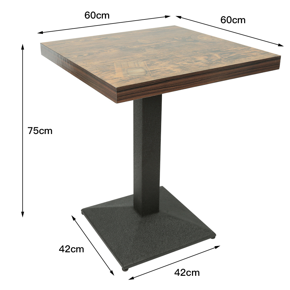 Single Leg Square Table, Dining Table, Dining Room Table, For Bar And Kitchen, 60 X 60 X 75 Cm
