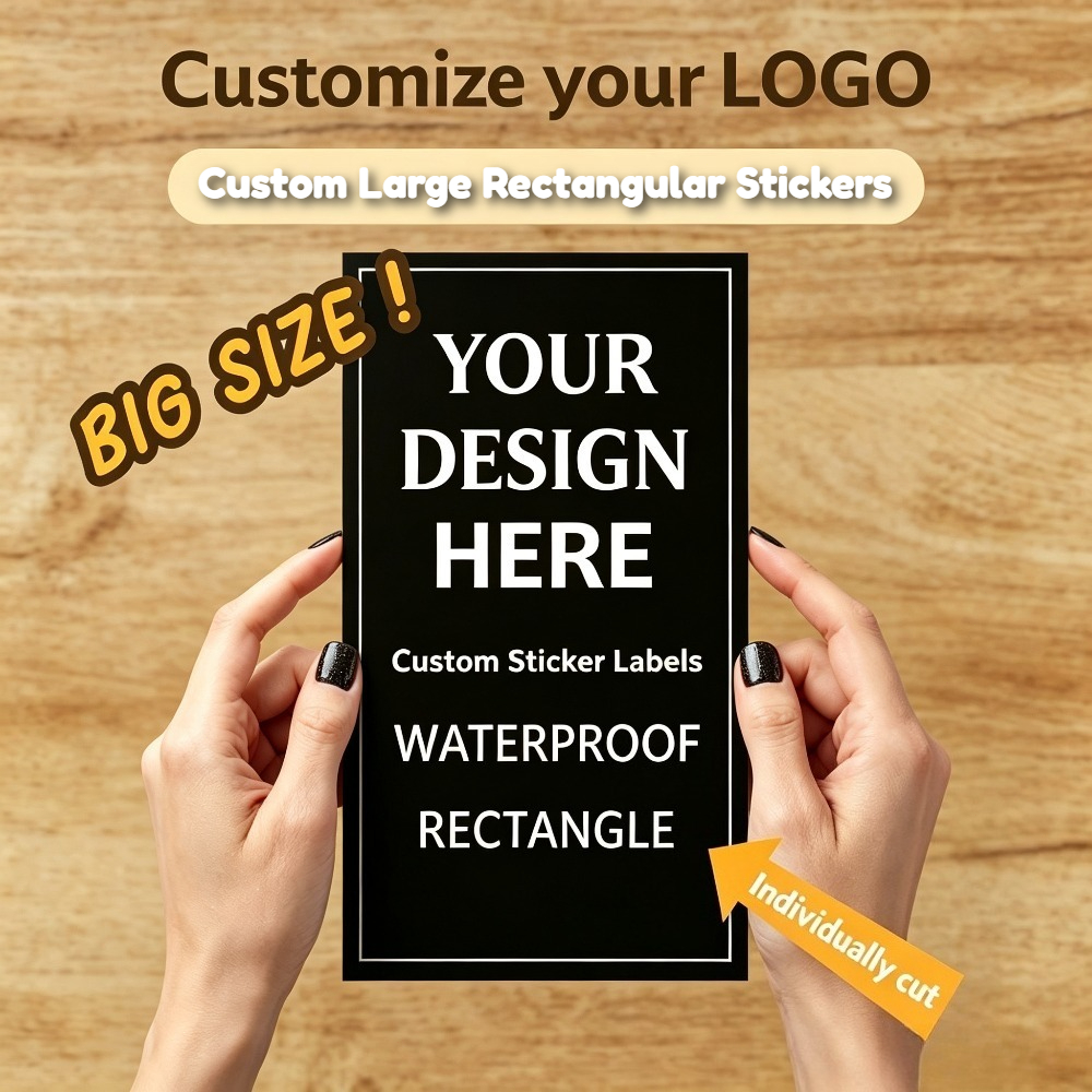 TEMU Custom Business Oversized Rectangular Stickers, Stickers With Personalized Logos, Tear-resistant, Ideal For Weddings, , Birthday Party Supplies,