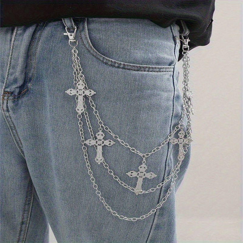 ☆Chain Stamped Jeans/KIMHEKIM☆ Amazon.com: KAMITECH Punk Jeans Pants Chain Multi Layer