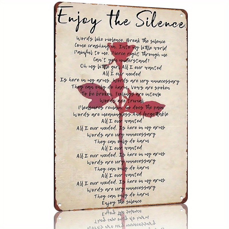 TEMU 2d Flat, 1pc Vintage "enjoy Quiet" Metal Wall Plaque Suitable For Home, Cafe, For Man Cave - Rustic Farmhouse Decor With Round Corners &