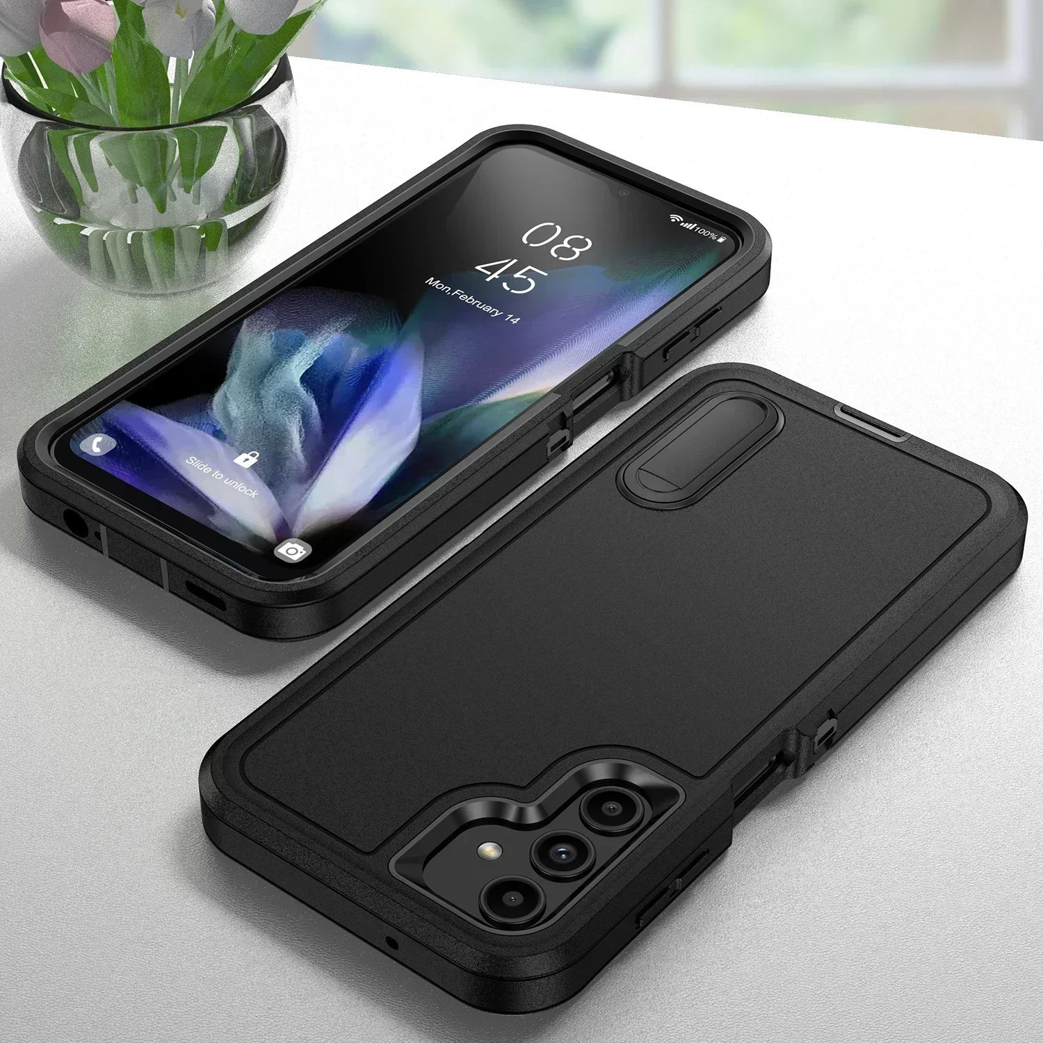TEMU 3-in-1 Shockproof Phone Case For Galaxy S25 S22 S23 S24 Fe A56 A36 A26 A16 A15 A54, Wear-resistant Scratch-resistant Sturdy Stand Protective
