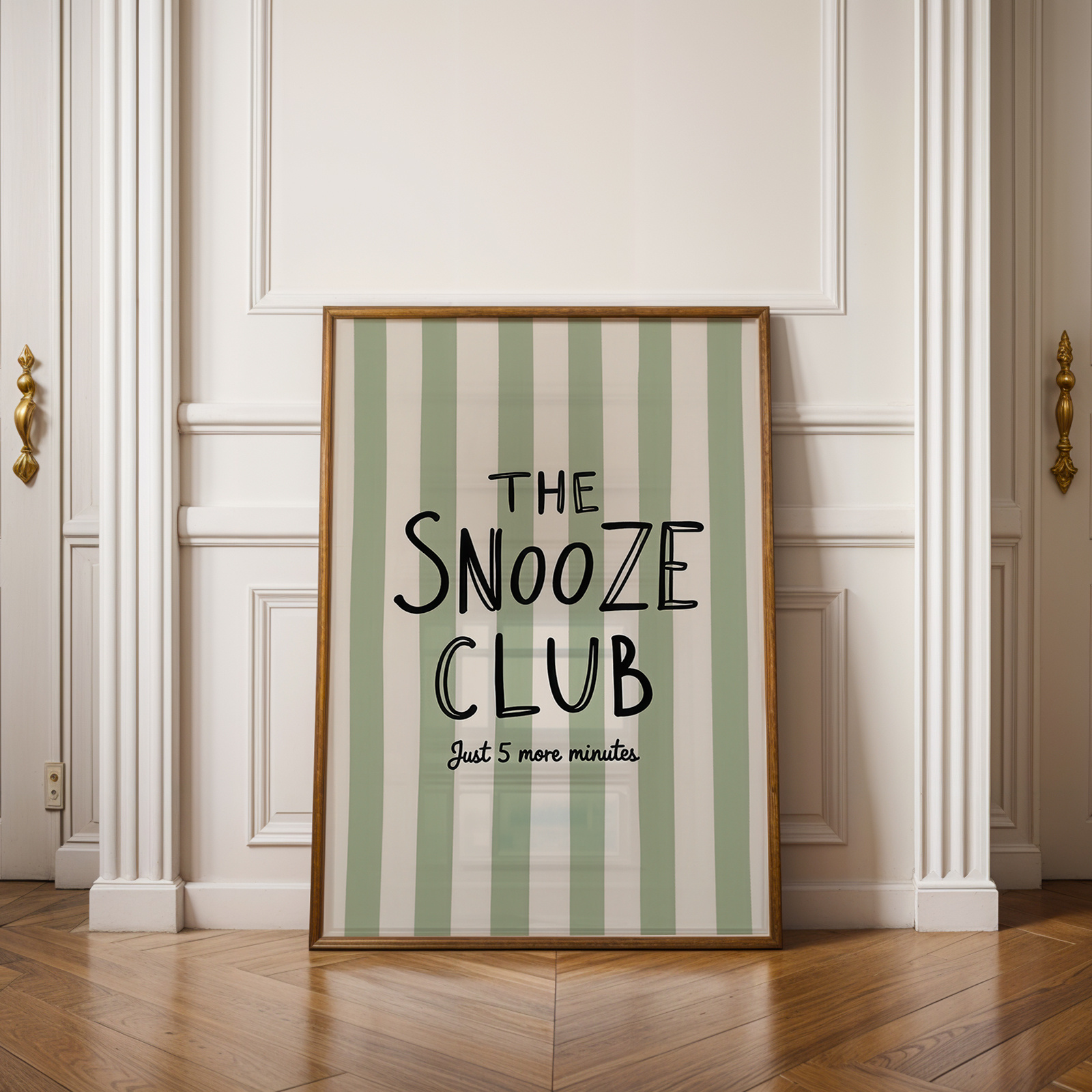 Image of 1pc The Club Sleep Quote Poster - Sage Art With Striped Print, Minimalist Bedtime Affirmation For, Dorm Room, Bedroom Decor - Housewarming Gift, Unframed Trendy Bedside Saying