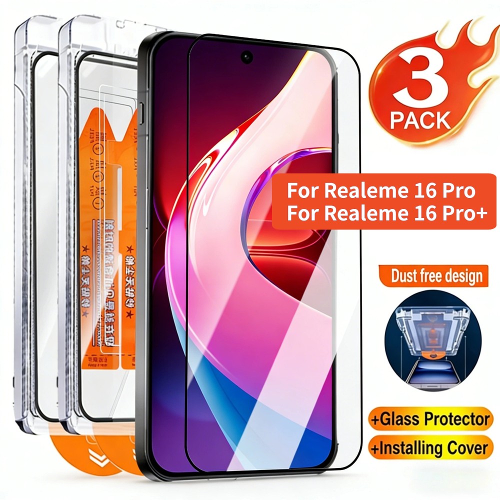 TEMU 3pcs Tempered Glass Screen Protector For Realme 16 Pro Plus, Anti-scratch, Protective Film For Realme 16 Pro 