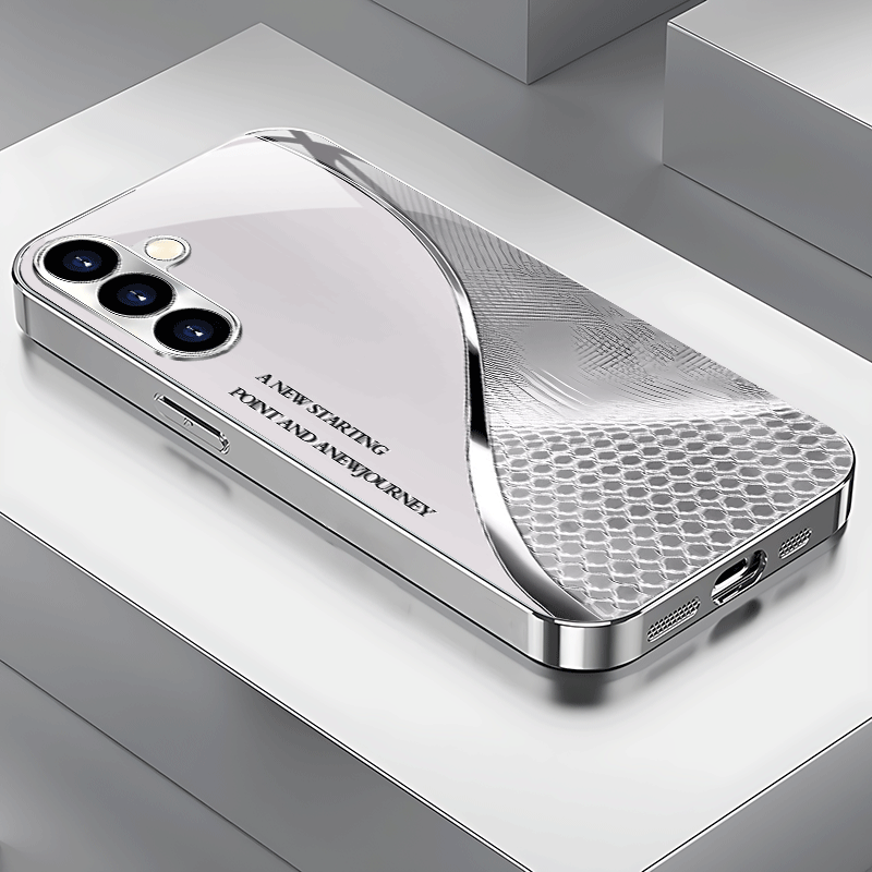 TEMU Phone Case: New Silver Checkered Protective Case, 55 Models , Electroplated Phone Case, Suitable For Galaxy