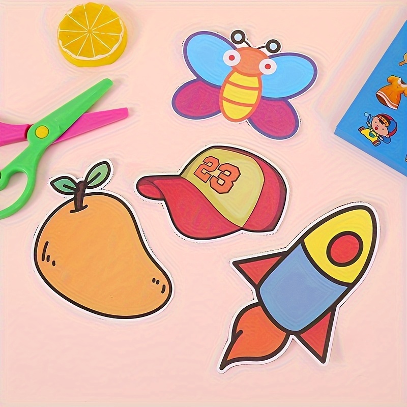 48/96pcs Fun Paper Cutting Set, Paper Art, Scissors Skills Activity Paper Cutting Book, Includes a Safe Scissors Craft Kit