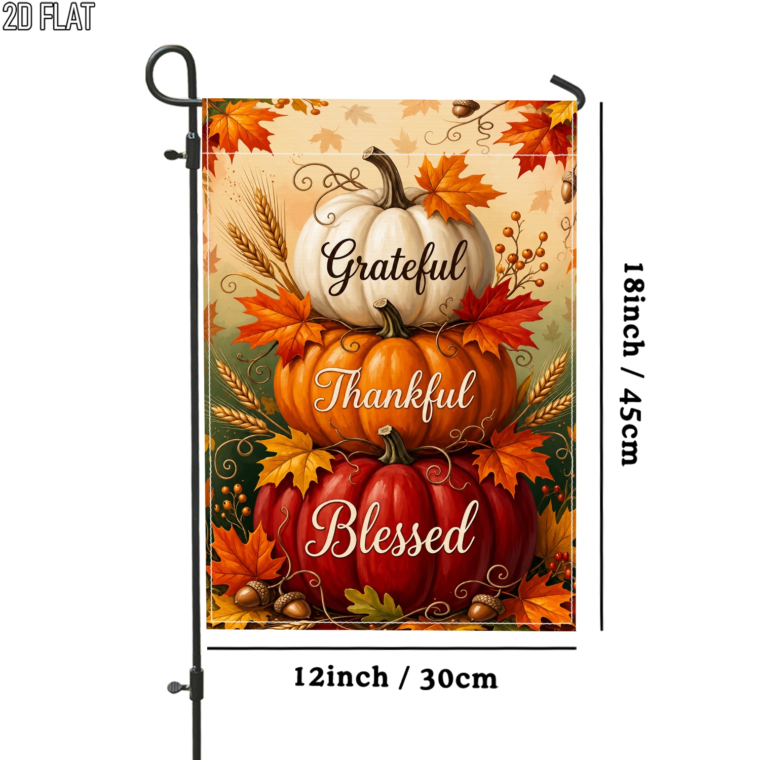 TEMU 2d Flat - 2d Flat 1pc Rustic Pumpkin Outdoor Garden Flag Orange Flag Double-sided For Yard Decoration Porch Decoration Garden Outside