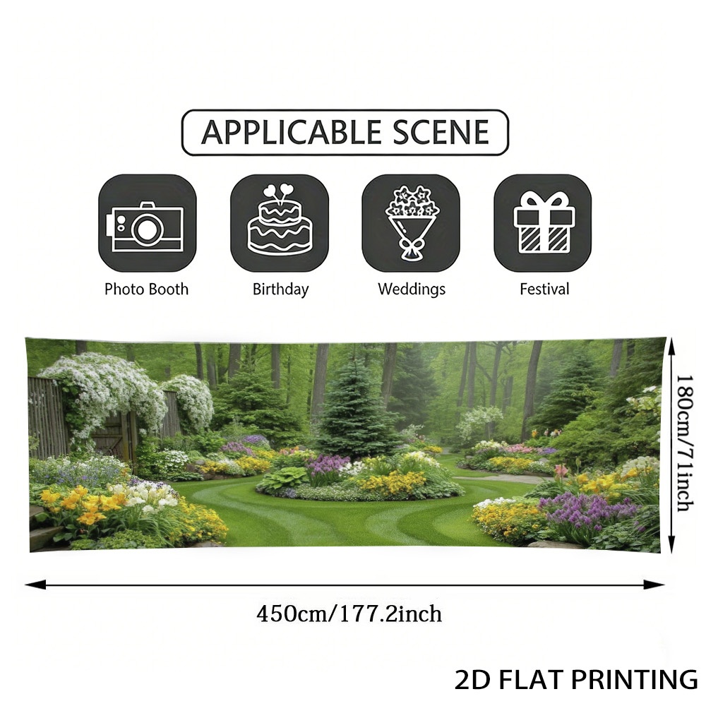 TEMU 1pc Spring Banner & Fence Panel - Outdoor Decoration Suitable For Garage Door Trim, Wind Shielding Panel With Fixing Rope, Polyester Fiber Panel