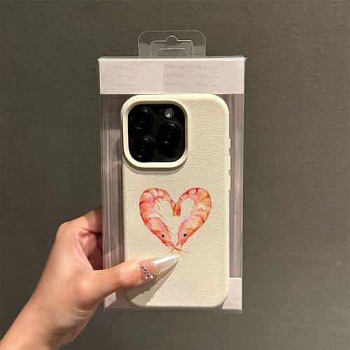 telefoonhoesje - een paar hartvormige garnalen ontwerpen geschikt voor tpu hoesjes voor iphone 16 pro max, compatibel met iphone 16 pro max/14/16/15/13 pro/12/11, duurzame en valbestendige beschermhoezen die gemakkelijk en aantrekkelijk zijn.