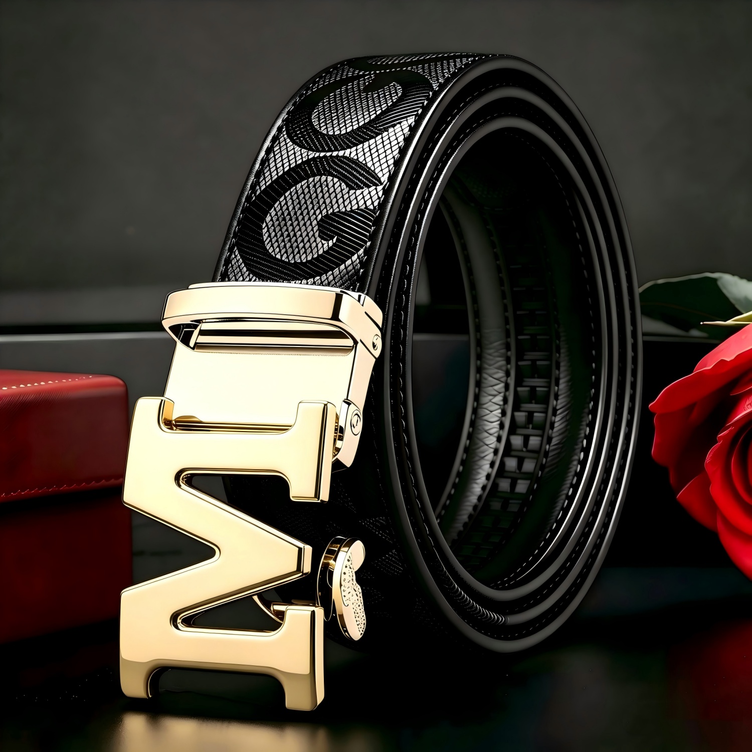 Image of Men's For Women Classic Automatic Belt Business Formal Dress Casual Genuine Belt For Jeans - Pattern Letter M Belt - Fashion Daily Decoration Jeans Belt - Belt - Ideal Holiday Gift
