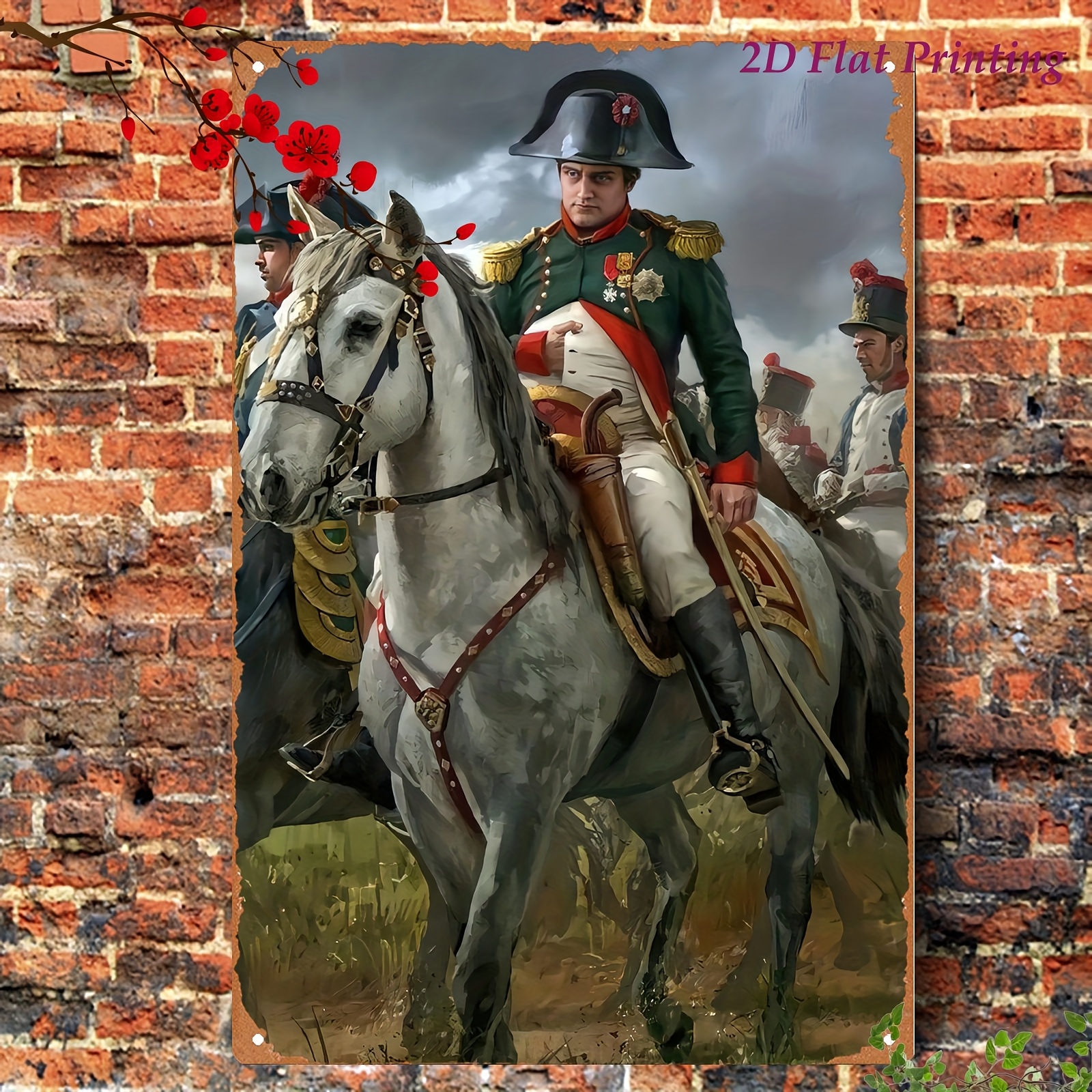 TEMU 2d Flat - Vintage-style 2d Flat Metal Sign Featuring A Tinplate Painting That The Heroic Era Of Napoleon. This Retro Plaque Is Perfect For