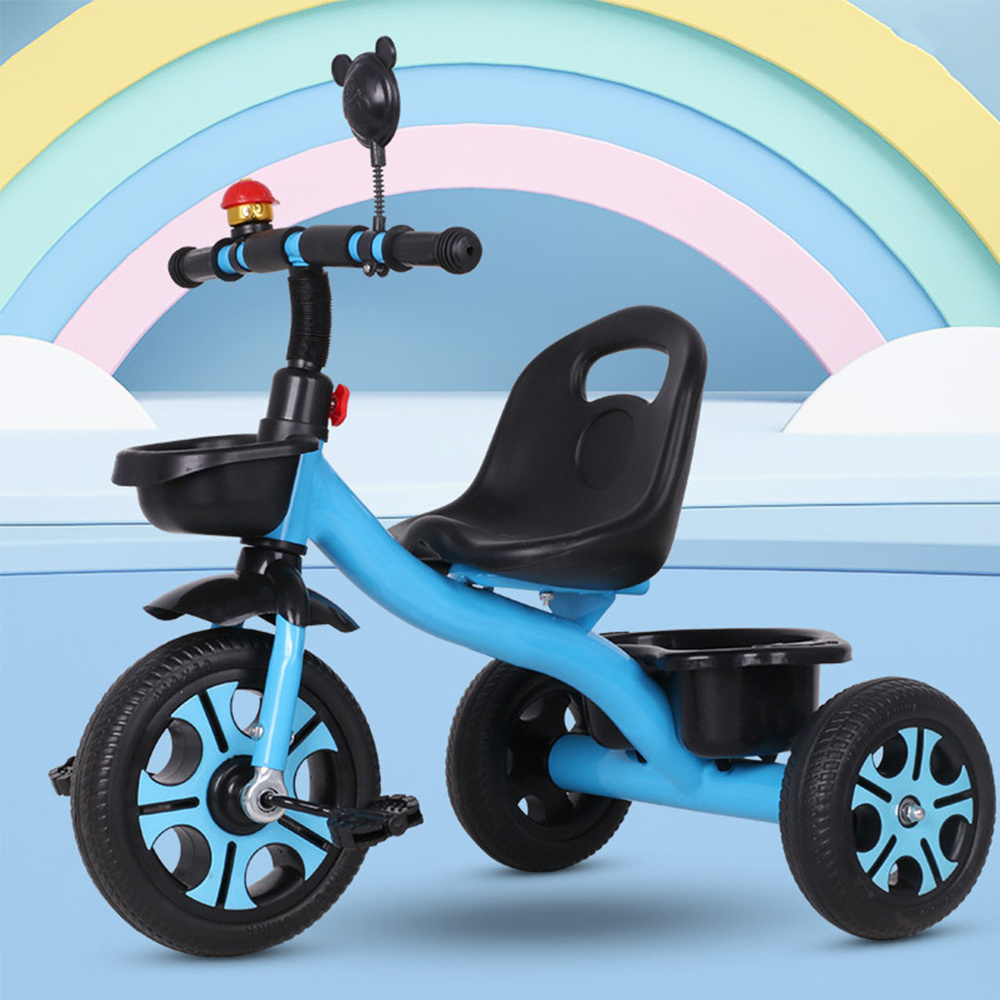 tricycle with storage basket& adjustable seat- durable frame,   learning to ride, red, tricycle,   design, sturdy construction details 0