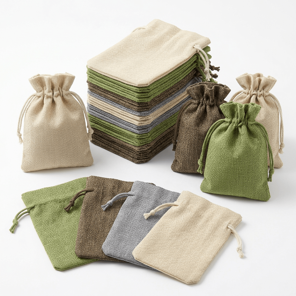 TEMU 24pcs Assorted Drawstring Pouches, Durable Fabric Gift Bags And Small Burlap Jewelry Sachets With Tight Pull Cord Closure For Wedding Reception