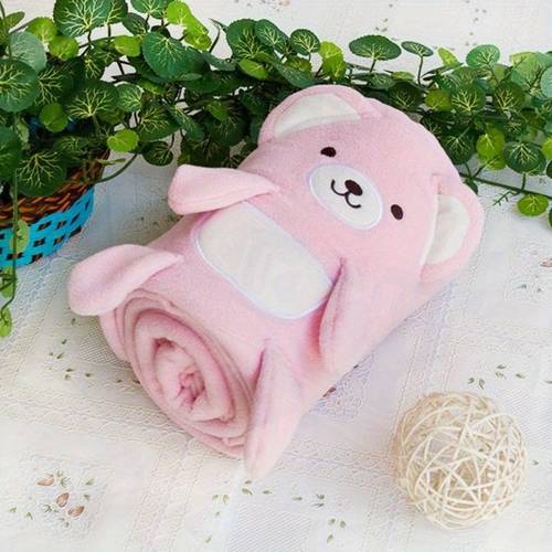 pink embroidered applique coral fleece baby throw blanket 42 5 by 59 1 inches