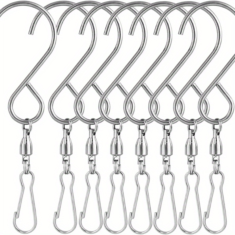 E-shop 8er-Set Edelstahl Drehhaken-Clips zur Wandmontage, ideal zum Aufhängen von Windmühlen, Windspielen und Kristalltwistern. Sie sind einfach zu