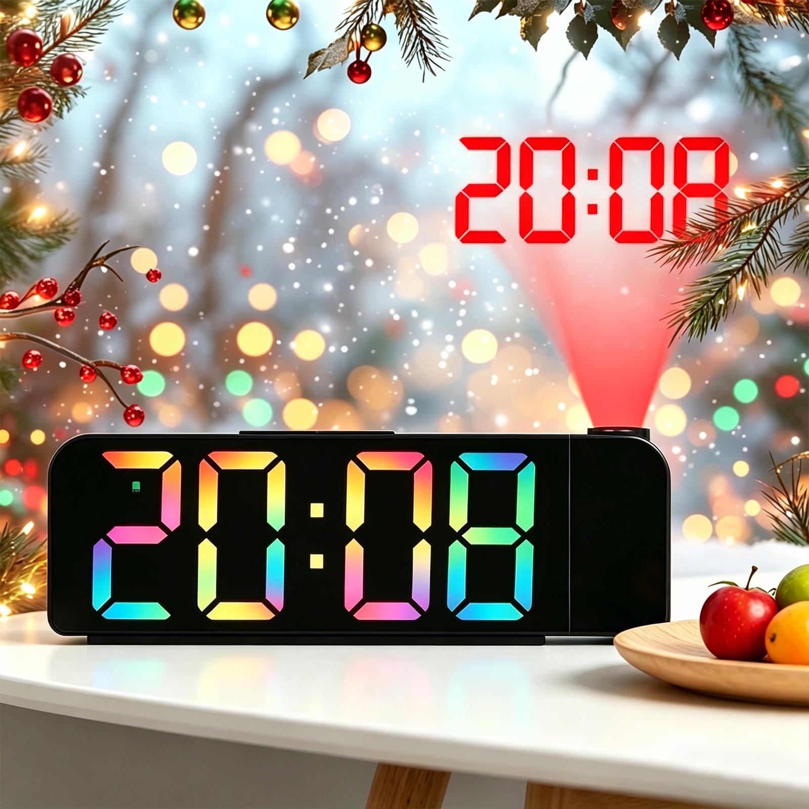 TEMU 8-inch Led Digital Alarm Clock - Large-screen Desktop/wall-mount Clock - Large-screen Clock For Desktop, Wall, Or Bedside Use; Displays Date, ,