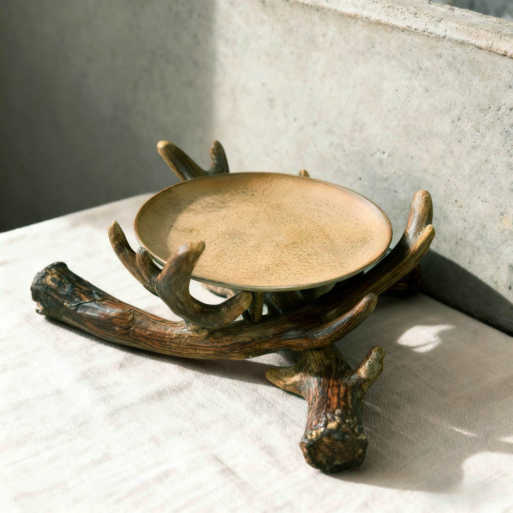 1pc, Desktop Ornament, Anniversary Gift, Creative Antler Candlestick, Handmade Holiday Decor, Best For Christmas
