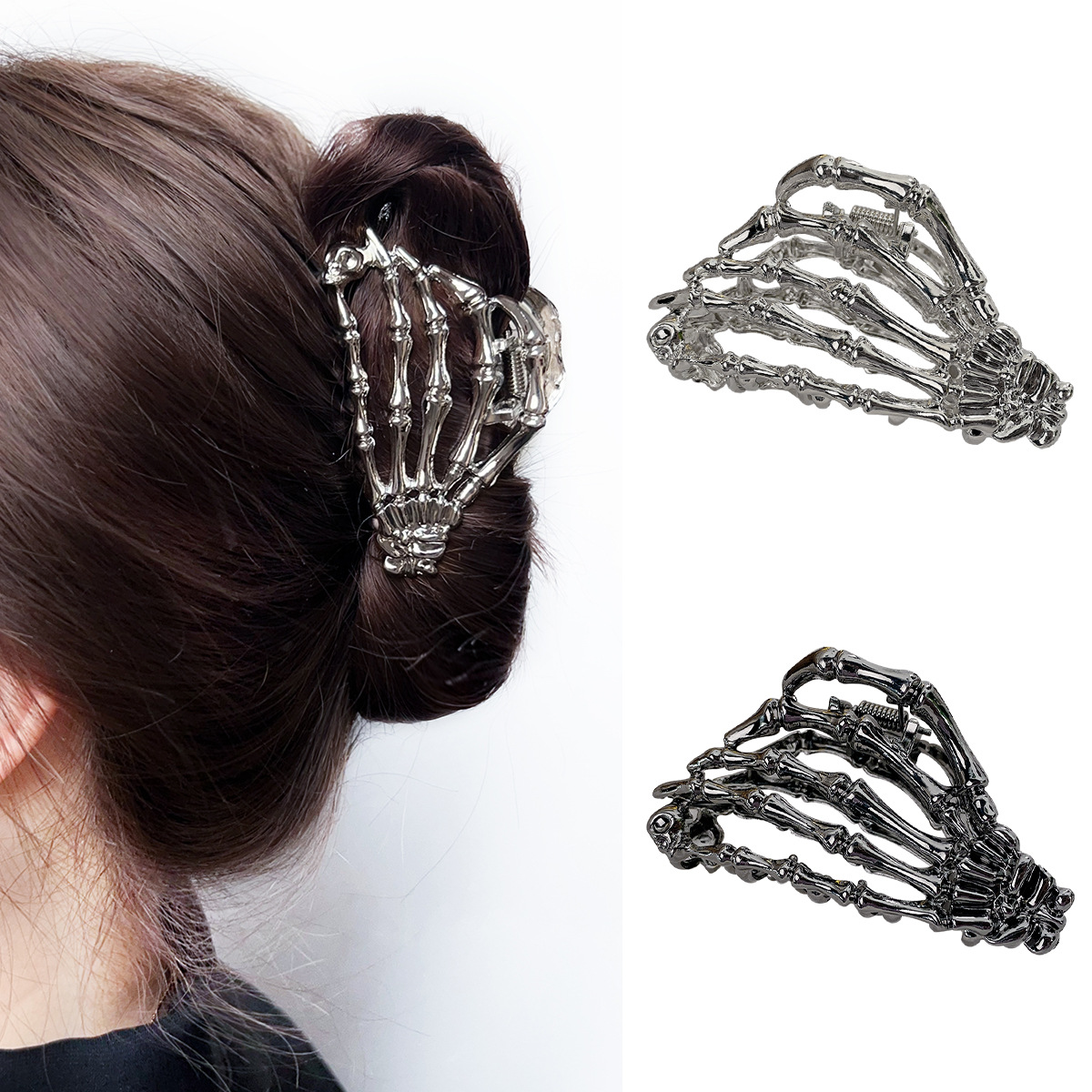 2pcs Punk Style Claw Hair Clip For Women, Back Of Head Styling Shark Clip, Outing Party Travel Photo Advanced Headwear, Holiday Gift For Punk Goth Look