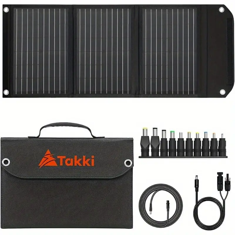 30w foldable solar panel & portable power station generator kit with 10 connectors, usb-c/usb-a/ /ac outlets, solar-powered charging for phones, laptops, rv, camping, home backup - lightweight & durable outdoor power bank, no mains electricity needed, solar panel portable, solar power bank with cables, solar charger power bank, camping electricity source, rv electricity supply, , weatherresistant design, highefficiency charging Product details 0