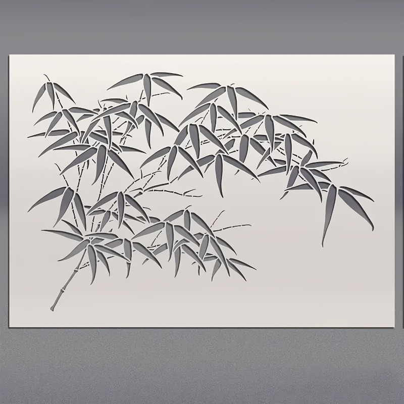 TEMU Pochoir Feuille de Bambou, Réutilisable, 11.7*8.3 Pouces, Fabriqué à pour Pinceaux de Peinture, Art Mural, Meubles et Dessin sur Toile