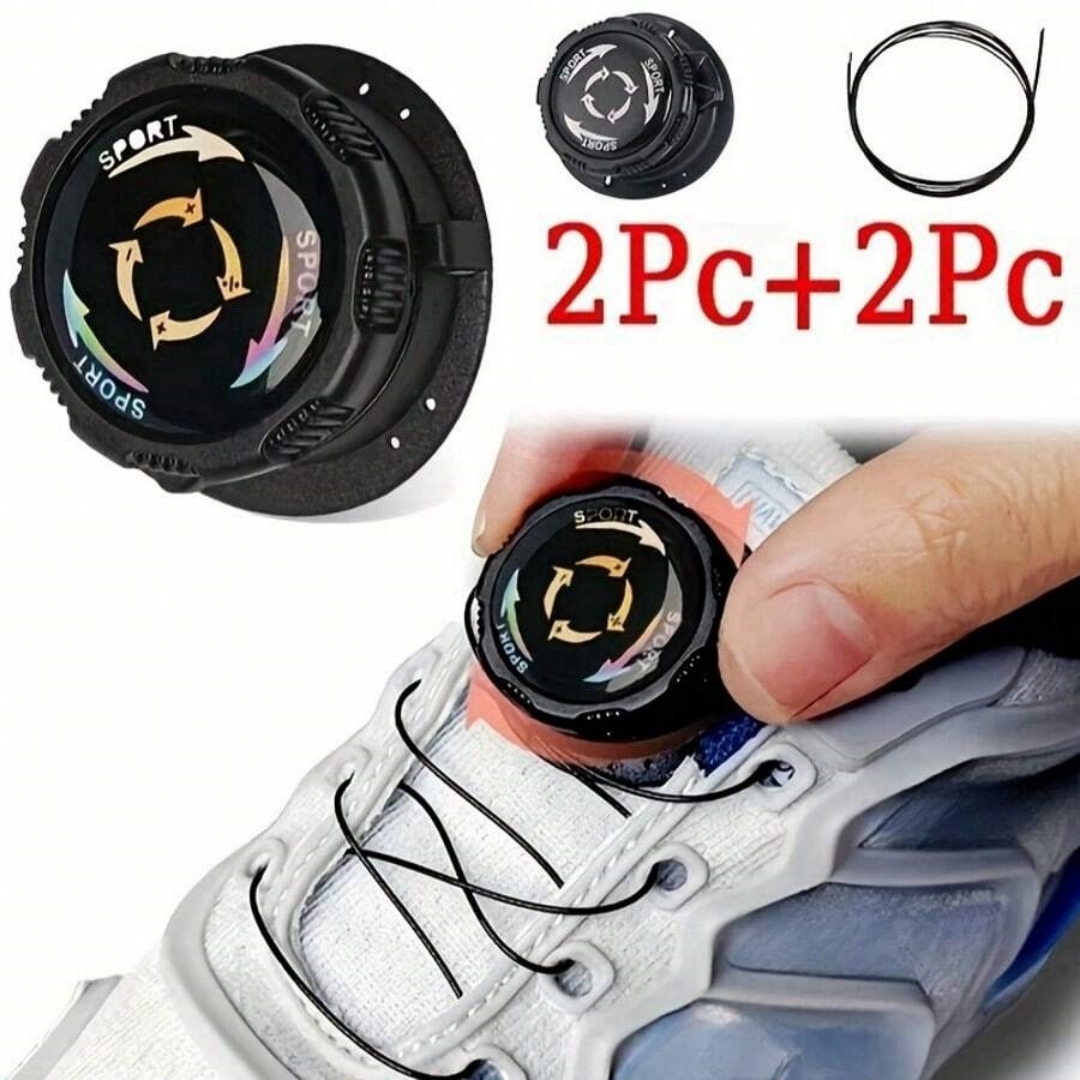 TEMU 1 Pair Of Rotating Automatic Buckle Knotless Shoelaces, Rotating Shoe Buckles, Lightweight, Durable, Quick To Adjust The Tightness, Metal Wire