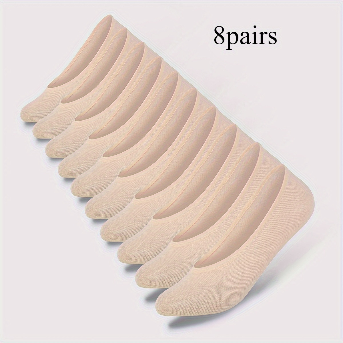 E-shop 8 Paar Silikon-verstärkte Unsichtbare Knöchelsocken – Atmungsaktiv, Leicht, Frühling/Sommer Elastische Rippkante, Uni-Farben für Casual Formelle