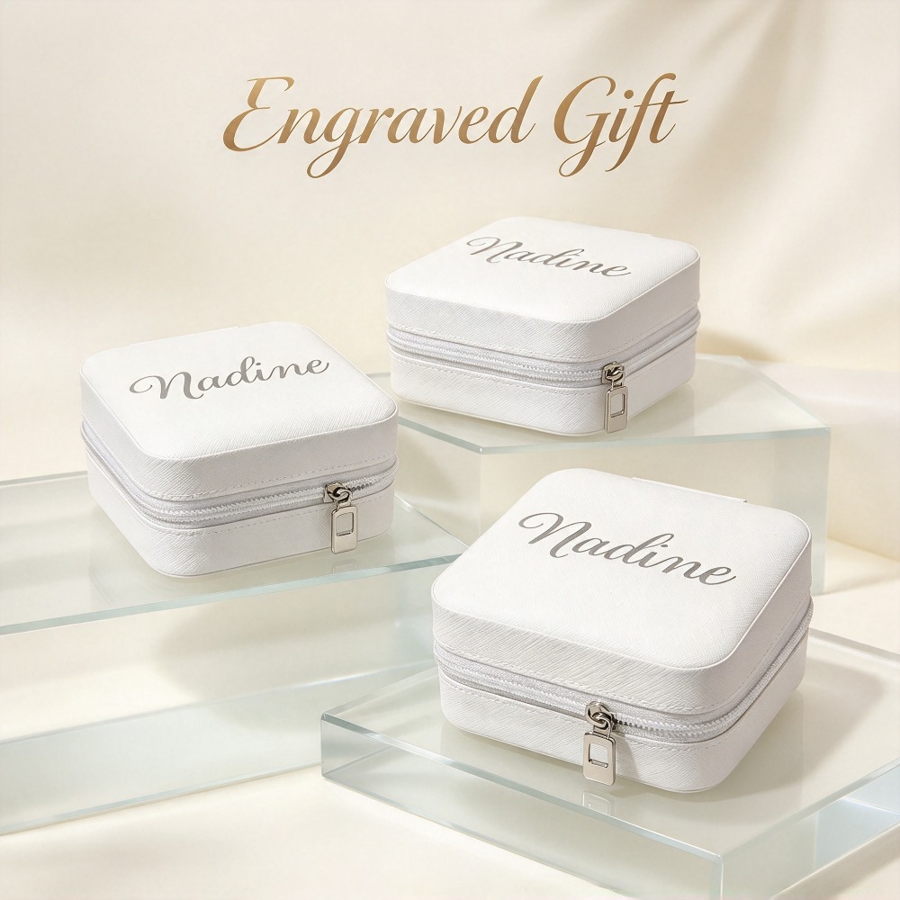 Custom Name Engraved Travel Jewelry Box, Organizer