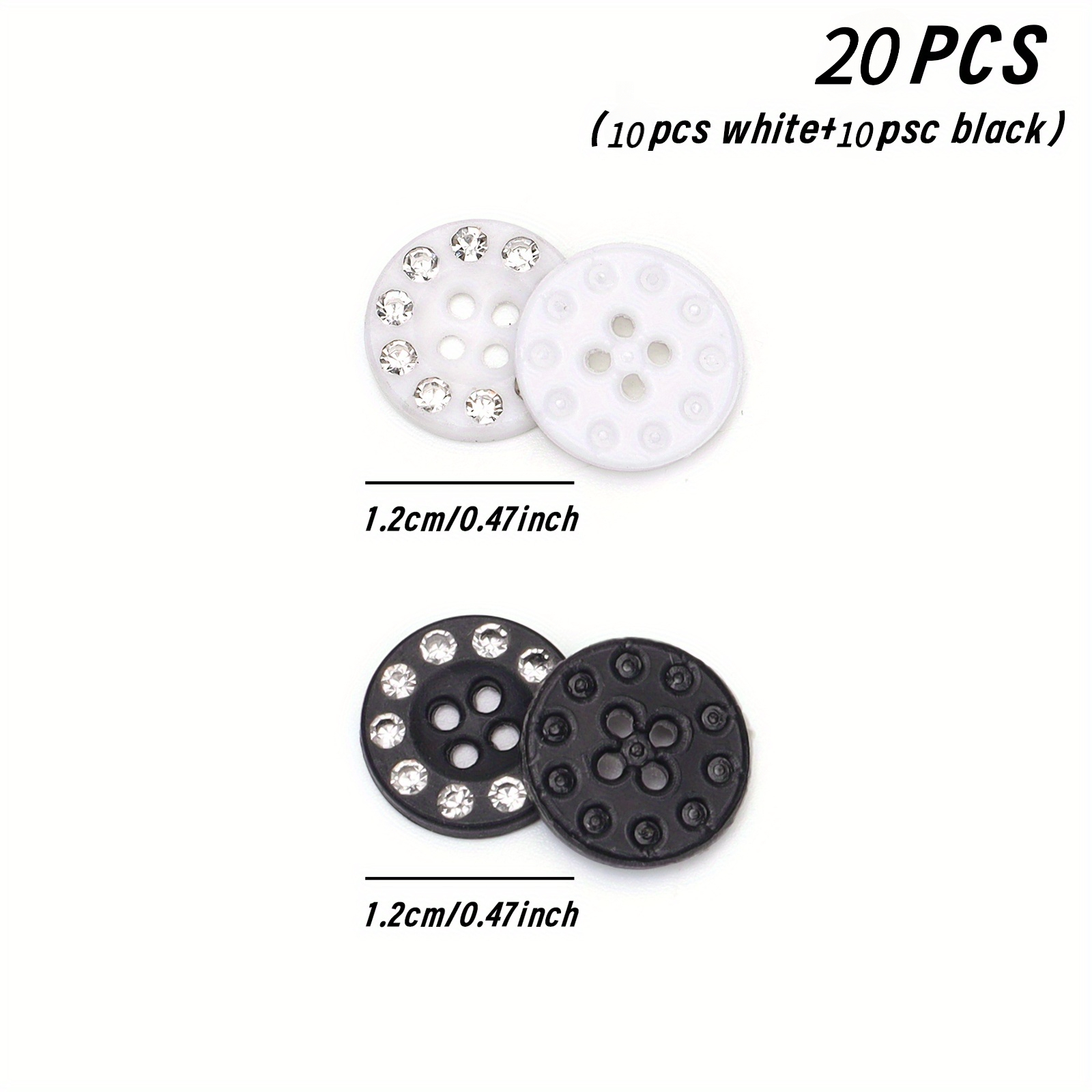 TEMU 20pcs Pack Shiny Rhinestone Buttons With Tassel Effect - Four-hole Decorative Suitable For Clothing, Jackets, Diy Crafts, Scrapbooking & Garment