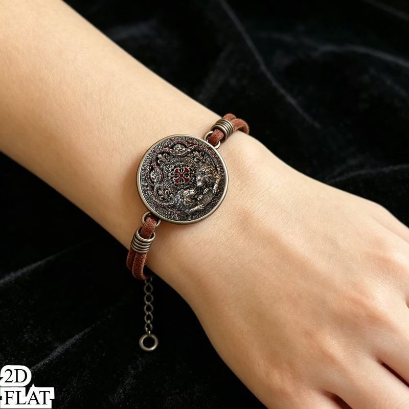 2D Flat Pattern Bracelet, Vintage Bangle for Gifting