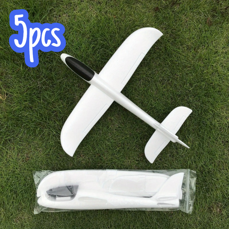 TEMU 3/5pcs Foam Hand-thrown Airplane Diy Graffiti Glider Outdoor . White Airplane Toy For Kids' Party Favor Pack, Gift For Children, Hand-thrown