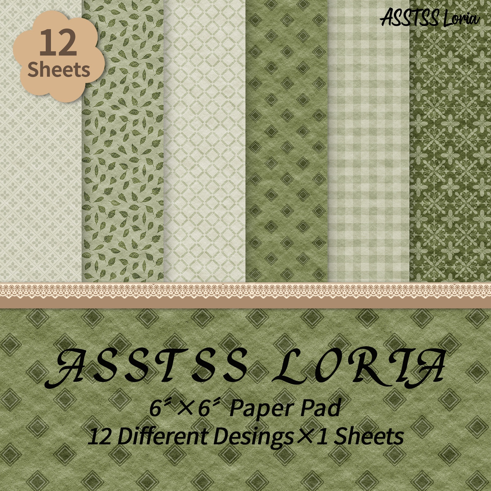 TEMU 12-sheet Asstss Loria Scrapbooking Paper Pad Suitable For Journaling, Heavyweight Cardstock With Retro Grass & Wood Patterns, Suitable For