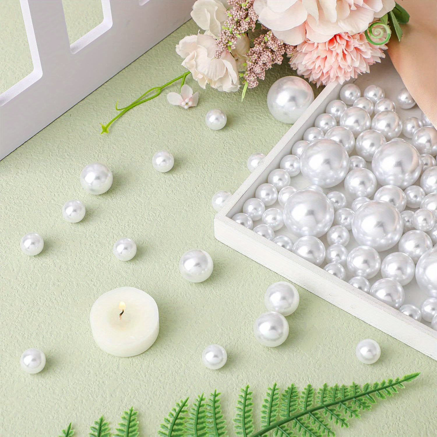 TEMU 1550pz Perline Non Porose, Perline di Perle di Plastica Artificiali per Vasi, Adatte per Decorazioni da Tavolo, Matrimoni e Feste di Compleanno,